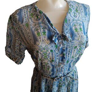 sz 10 Vintage 1960's Sheer Berkshire Geometric Print House Dress w/Belt B-Tween
